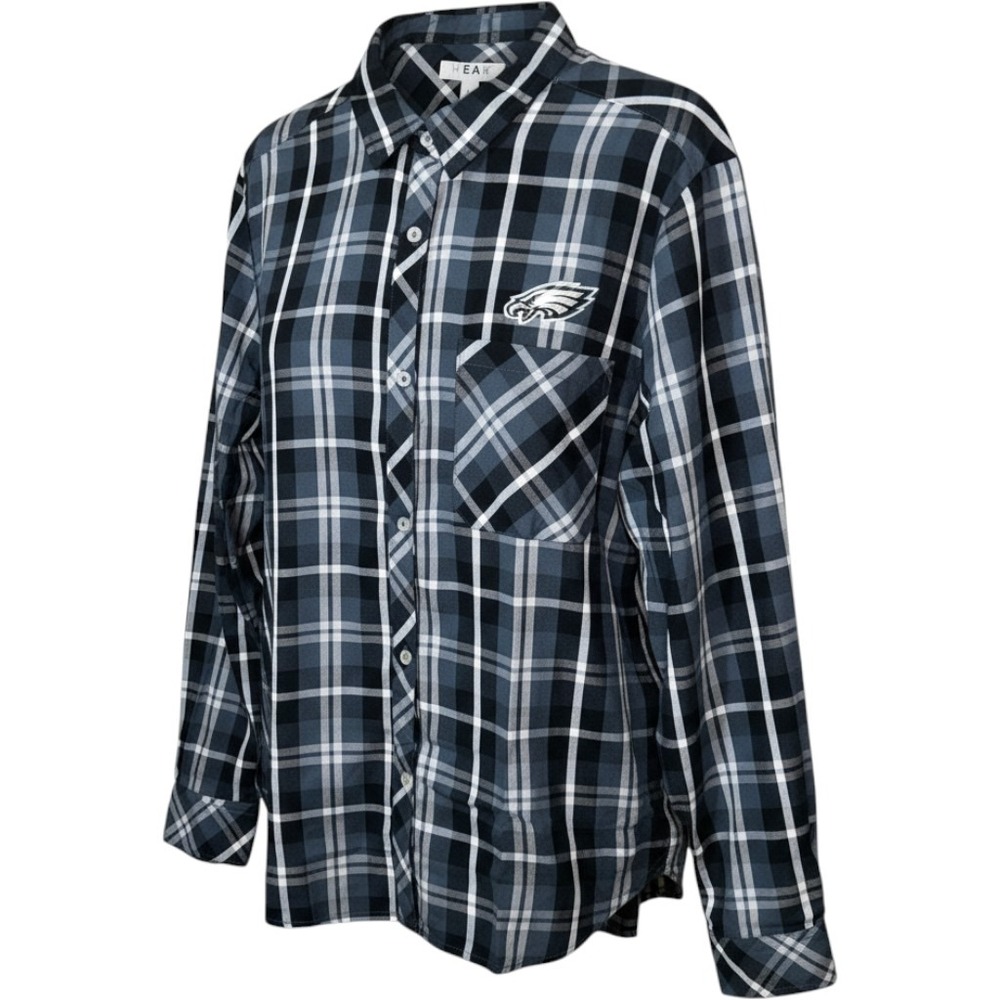 WEAR by Erin Andrews Philadelphia Eagles Plaid Flannel Button Down Shirt XL